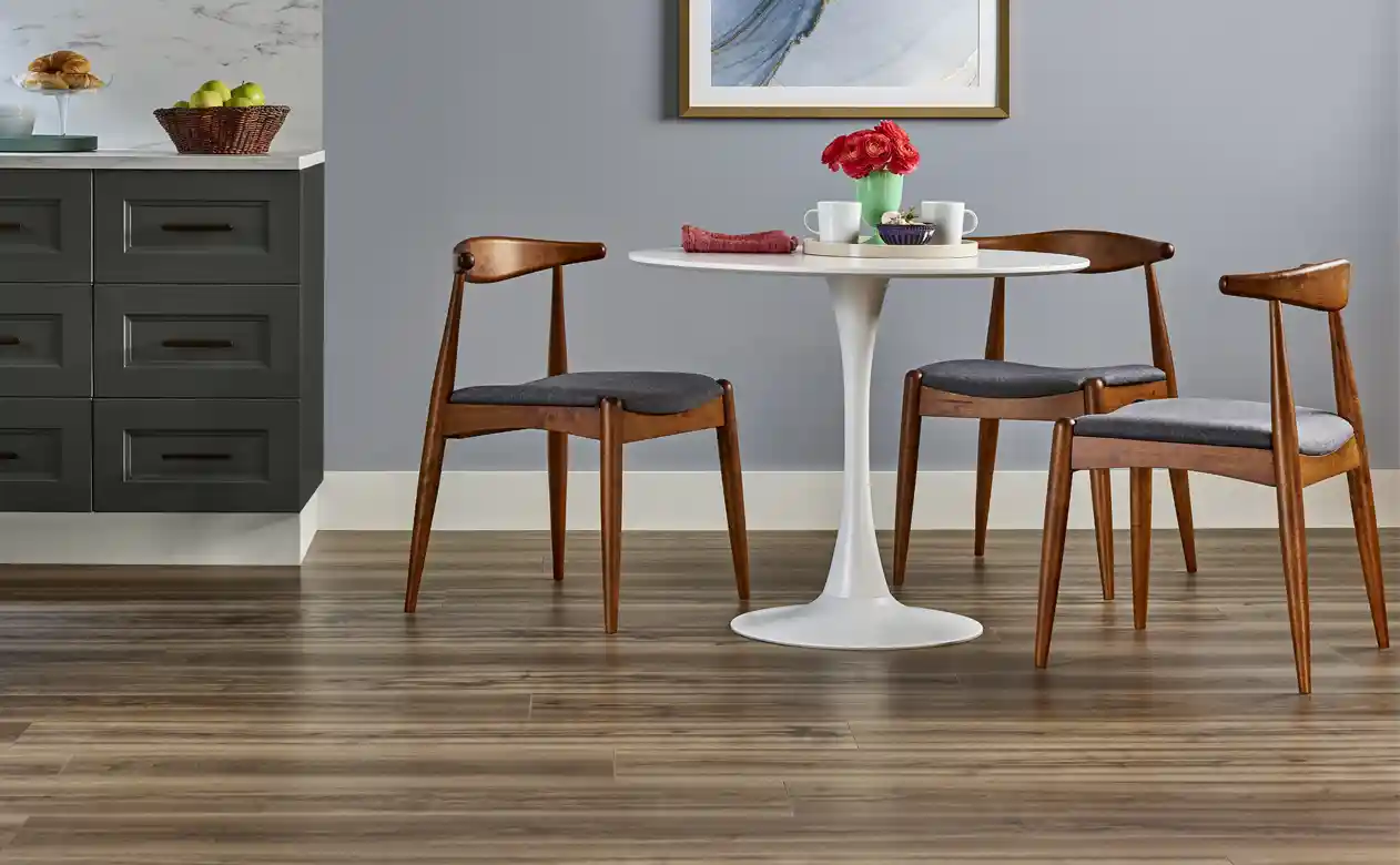 wood look vinyl flooring in dining room